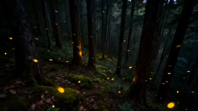  萤火虫森林夜景2975#横屏 	 
