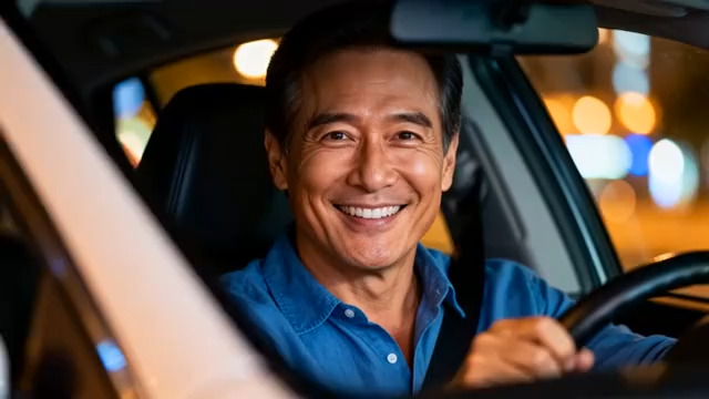  夜晚开车的中年男性2928#横屏 	 