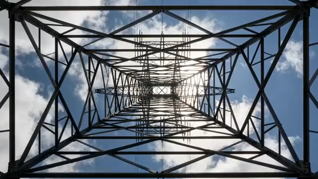  仰拍高压电塔钢铁结构2888#横屏 	 