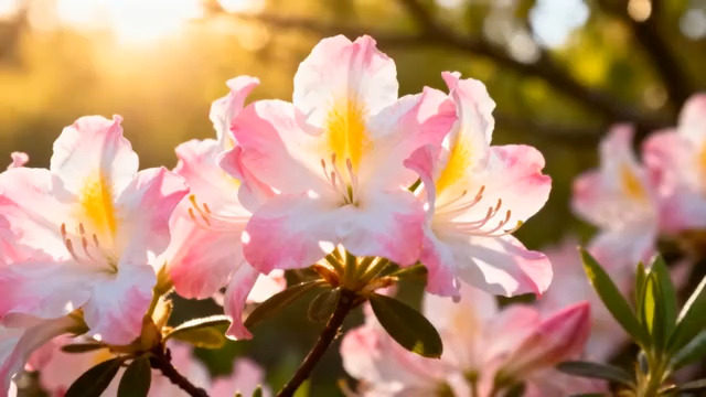  阳光下盛开的粉色杜鹃花2875#横屏 	 