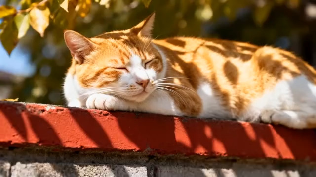  阳光下熟睡的橘猫2878#横屏 	 