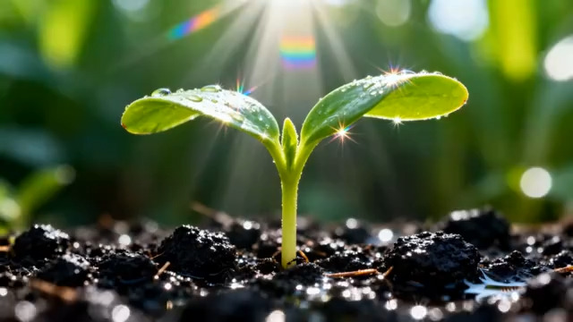  阳光下的幼苗生长2862#横屏 	 