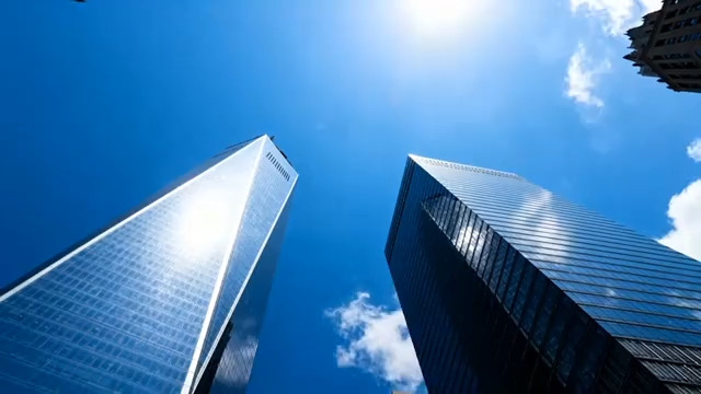  仰拍摩天大楼玻璃幕墙2889#横屏 	 