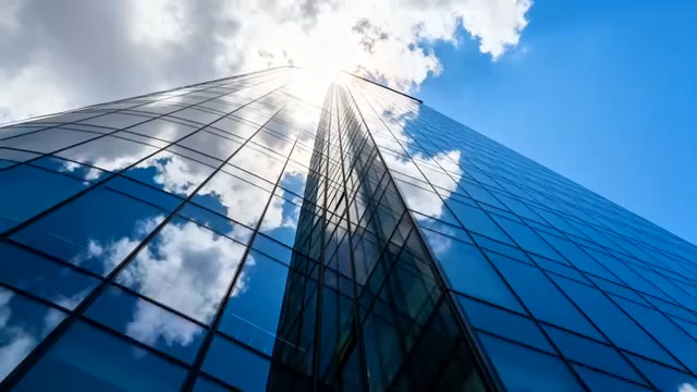  仰拍玻璃幕墙摩天大楼2887#横屏 	 