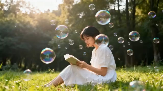  阳光下看书的女孩2867#横屏 	 