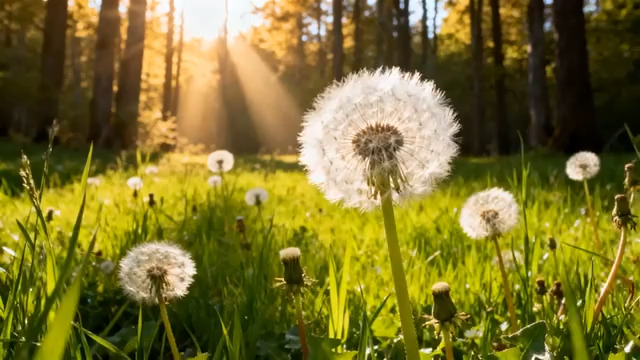  阳光下的蒲公英花海2837#横屏 	 -