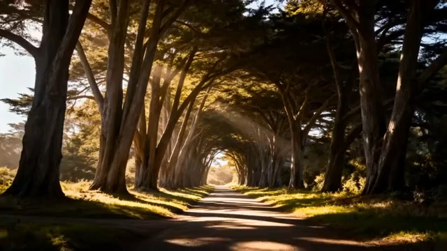  阳光森林隧道唯美镜头2779#横屏 	 -