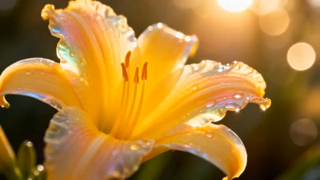  阳光下的黄色百合花2817#横屏 	 