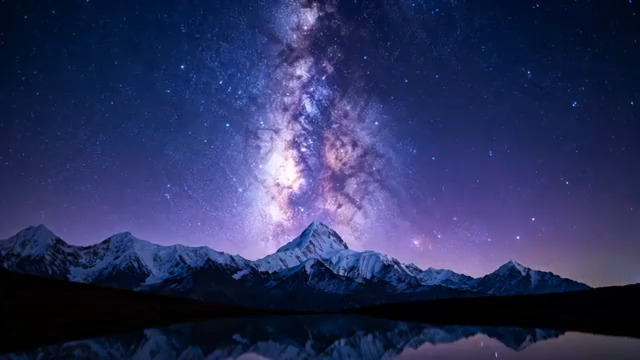  雪山银河星空延时2689#横屏 	 - 