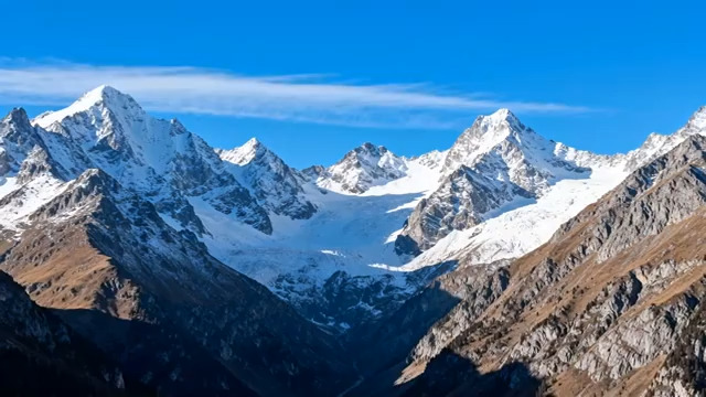  雪山群峰延时摄影2662#横屏 	 