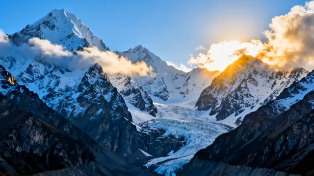  雪山日出壮丽景色2669#横屏 	 