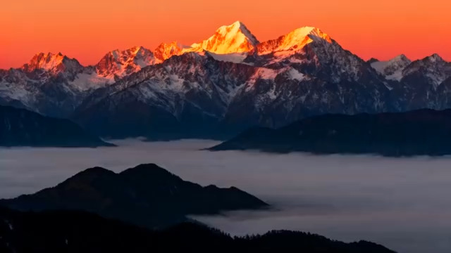  雪山日出云海延时2668#横屏 	 