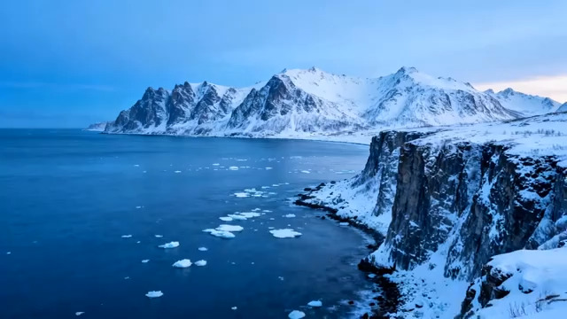  雪山冰川海岸风光2641#横屏 	 
