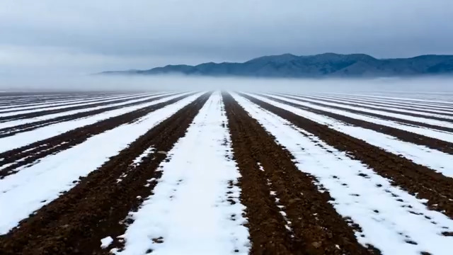  雪后农田航拍2623#横屏 	 -