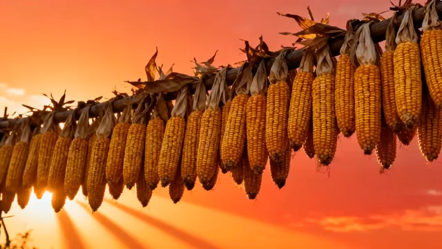  夕阳下的玉米丰收2405#横屏 	 