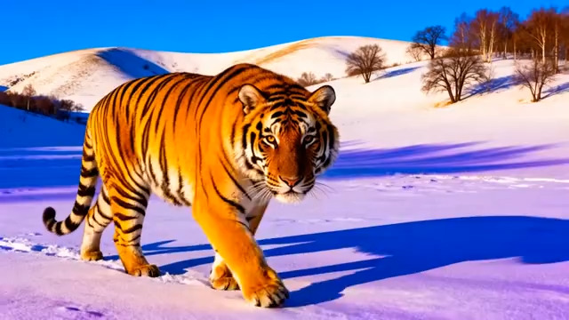  雪地猛虎行走特写2608#横屏 	 