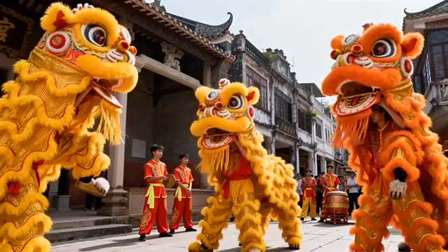  醒狮表演 传统民俗文化2575#横屏 	 