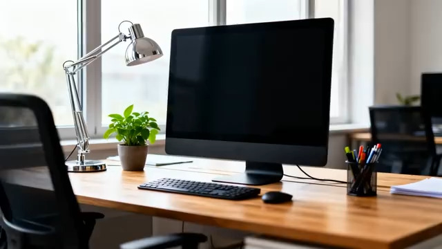  现代办公桌面空镜2452#横屏 	 