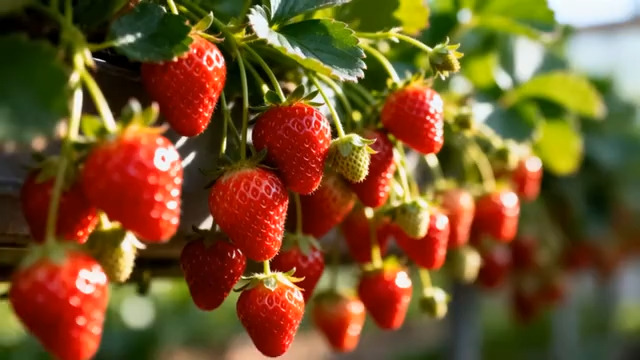  鲜红草莓挂枝头2447#横屏 	 