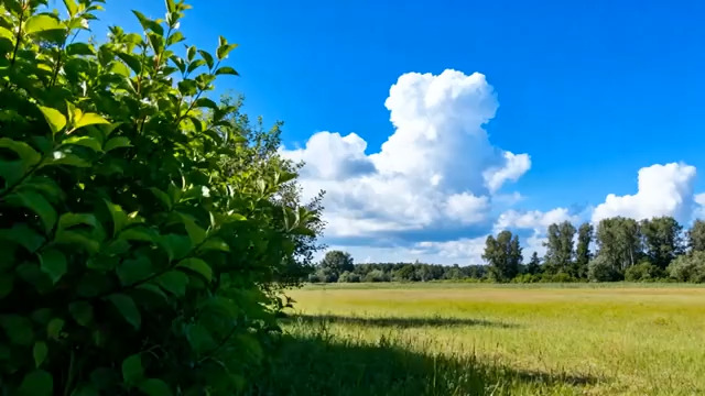  夏日草原蓝天白云2437#横屏 	 -