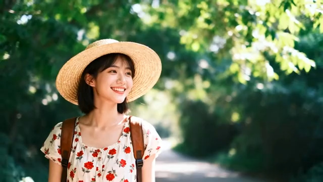  夏日林间微笑女孩2442#横屏 	 