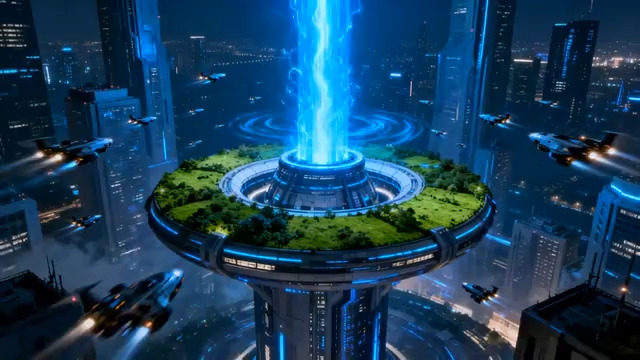  未来城市夜景动画2301#横屏 	 