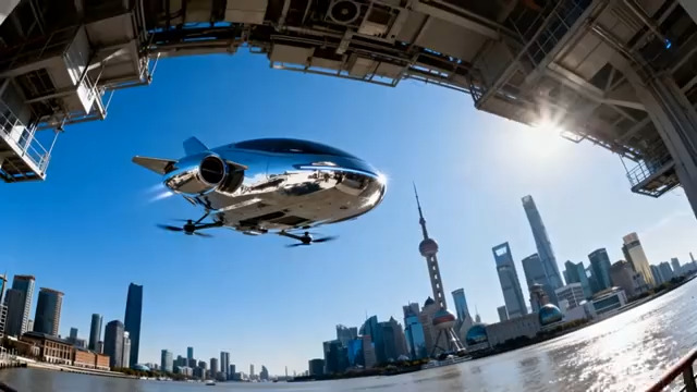  未来飞行器掠过城市天际线2304#横屏 	 -