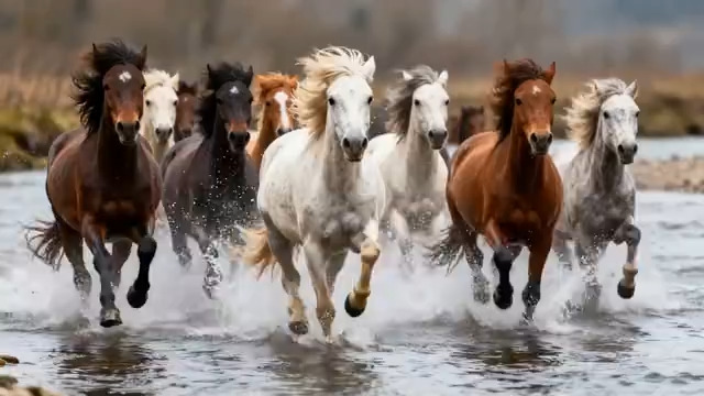  万马奔腾踏浪而过2268#横屏 	 