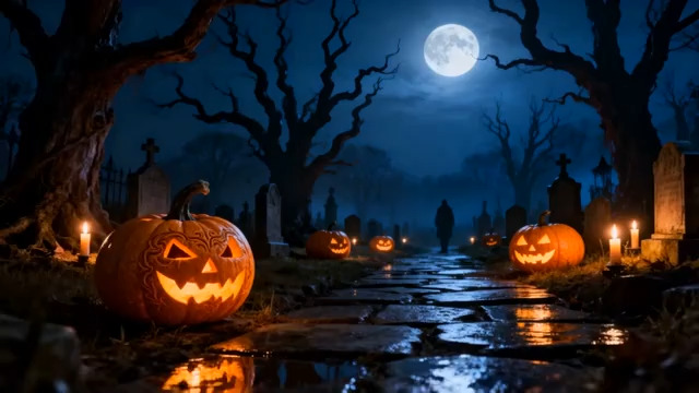  万圣节南瓜灯夜景2274#横屏 	 -