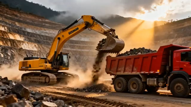  挖掘机装载石料作业2262#横屏 	 - 