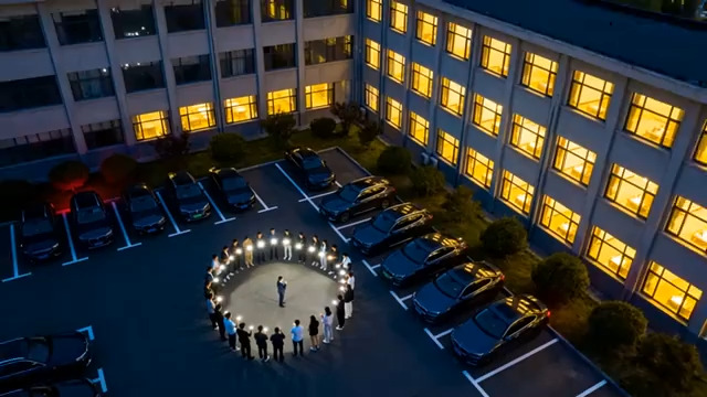  团队夜晚灯光圈航拍2261#横屏 	 