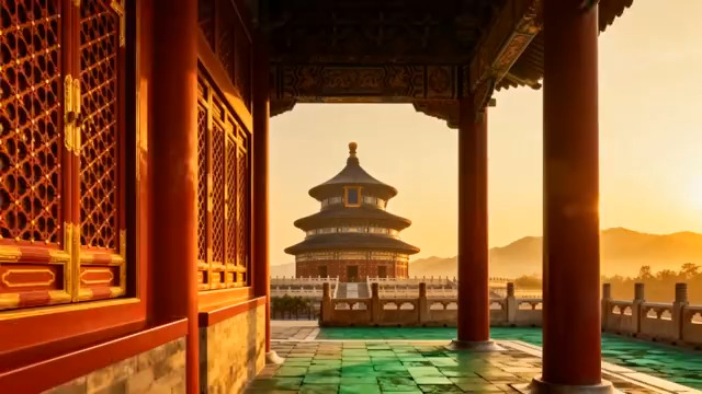  天坛晨光剪影2236#横屏 	 