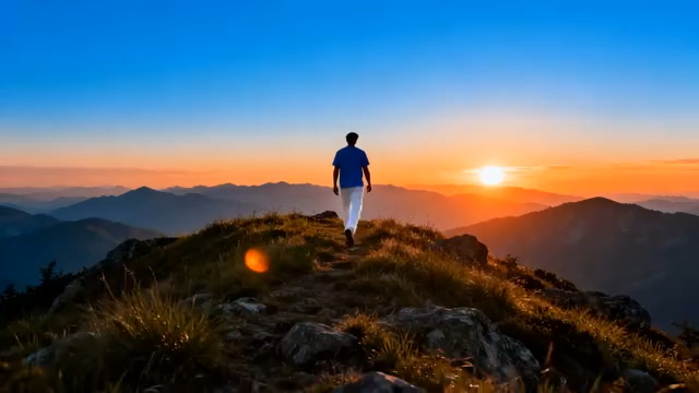  山顶看日出的人1940#横屏 	 