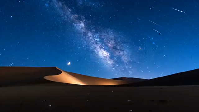  沙漠星空延时摄影1926#横屏 	 
