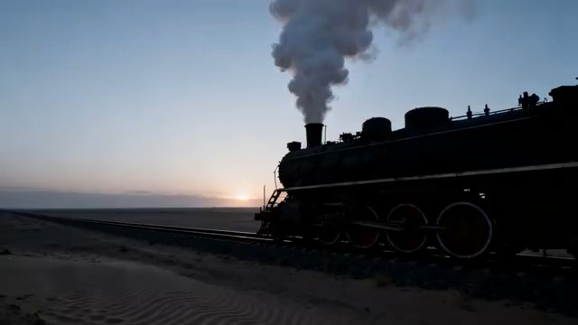 沙漠蒸汽火车日落1927#横屏 	 