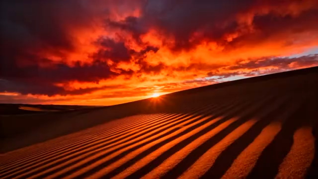  沙漠日落绝美晚霞1916#横屏 	 