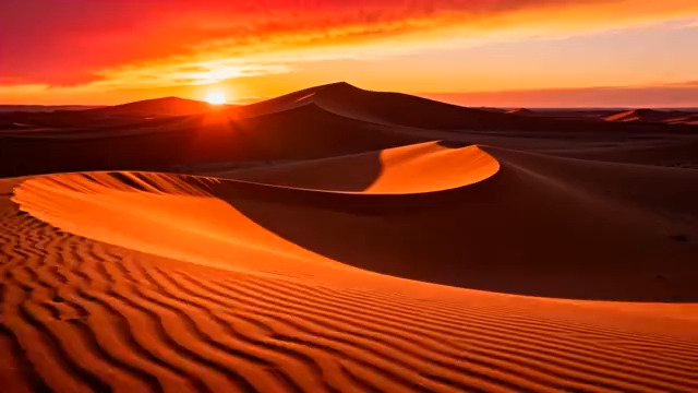  沙漠日落壮丽景色1918#横屏 	 -