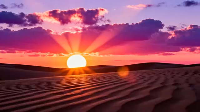  沙漠日落风光1913#横屏 	 