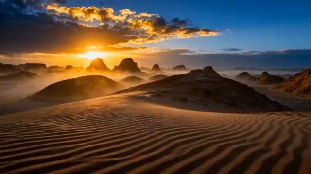  沙漠日出壮丽景色1911#横屏 	 