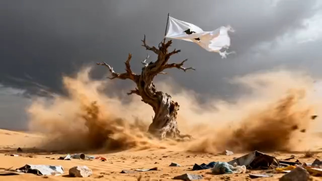  沙漠枯树立旗1907#横屏 	 - 