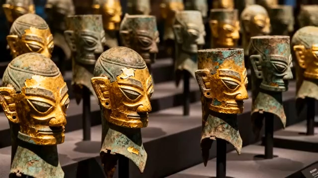  三星堆青铜面具特写1885#横屏 	 -