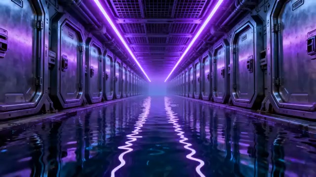  赛博朋克紫色走廊1876#横屏 	 