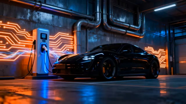  赛博朋克电动跑车充电1868#横屏 	 