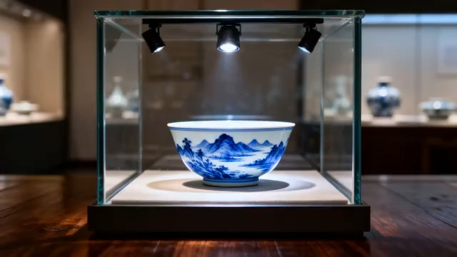  青花瓷碗博物馆展示1738#横屏 	 