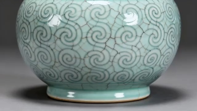  青瓷花瓶特写镜头1731#横屏 	 