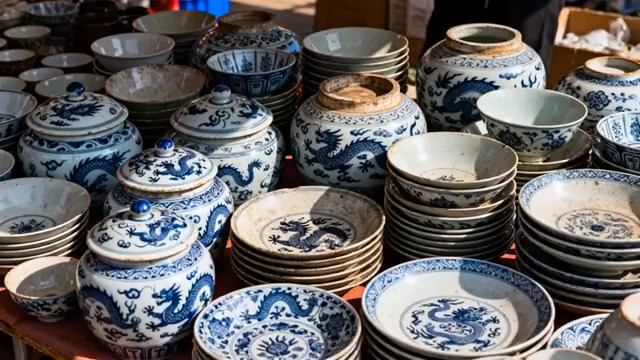  青花瓷瓷器摊位展示1735#横屏 	 -