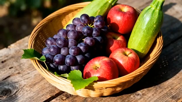  木篮里的新鲜果蔬1599#横屏 	 