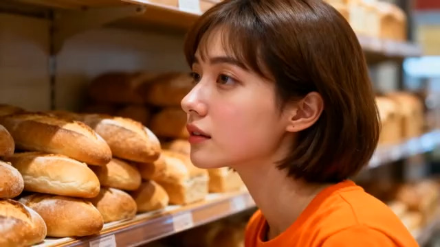 面包店的短发女孩1573#横屏 	 