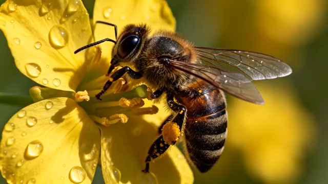  蜜蜂采蜜特写镜头1570#横屏 	 