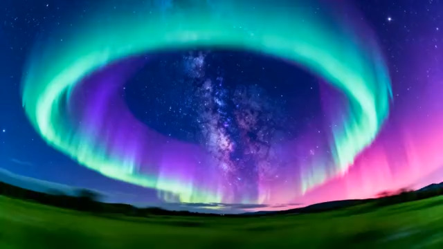  梦幻极光夜空1562#横屏 	 